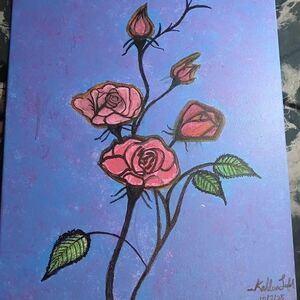 Floral Art Canvas with Pink Roses